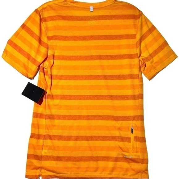 NIKE Dri-Fit Men’s Orange Striped Running Tee Size Small New With Tags - Picture 2 of 5
